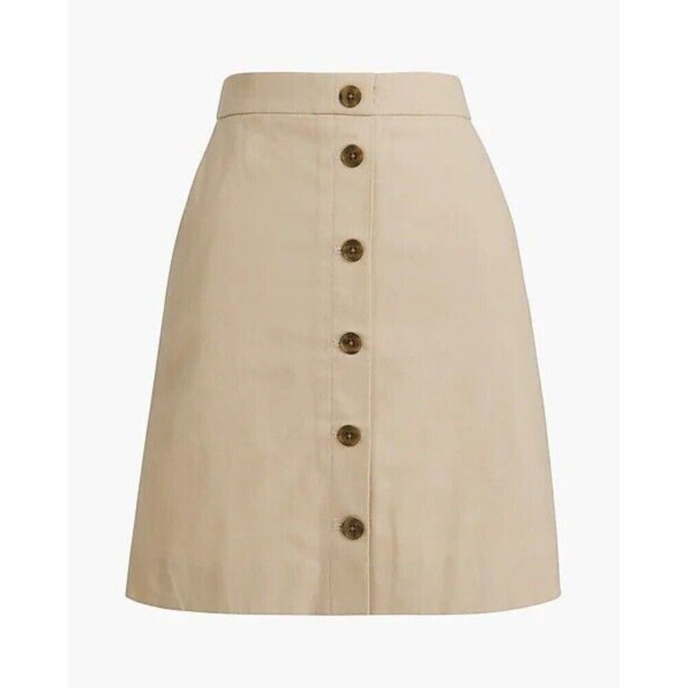 J Crew Plus Size Women's Linen Cotton Mini Skirt Khaki Side Pockets Size 16
